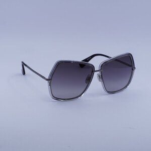 MaxMara ELSA3 MM0054 12B Sunglasses Ruthenium Geometric Frame, Smoke Lenses